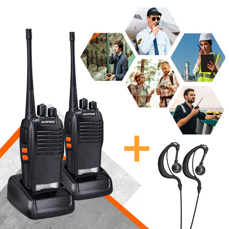 Kit Comunicador Walk Talk/12km + 2  fones Rádio Comunicador com Microfone 2 Pinos Motorola